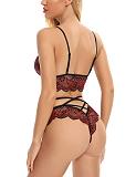 Embroidery Strappy Lace Bralette Set FQQ-1609