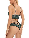 Embroidery Strappy Lace Bralette Set FQQ-1609