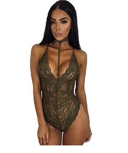 Mesh Lace Floral See-through Erotic Teddies Bodysuit