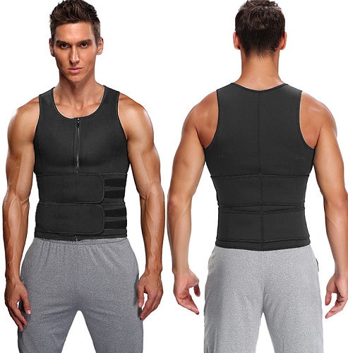 Men Zipper Waist Trainer Vest Tank Top