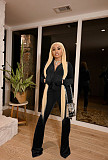 Velvet Solid Zip Jacket Crop Top Flared Pants Set