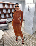 See Through Long Sleeve Hollow Out Dress