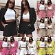 Solid Blazer Jacket With Belt Shorts Set
