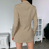 Solid Blazer Jacket With Belt Shorts Set