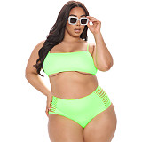 Womens Lingerie Open Crotch Swimsuit Solid Crop Top Hole Briefs Two-piece Bikini Set