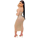 Hot Drilling Mesh See Through Patchwork Dress NY-2198