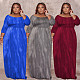 Plus Size Print Long Sleeve Floor Length Dress