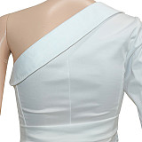 Sequin Patchwork Single Shoulder Club Dress