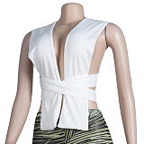 Knitted Bandage Tops Printed Leggings Set