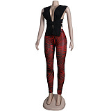 Knitted Bandage Tops Printed Leggings Set