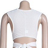 Knitted Bandage Tops Printed Leggings Set