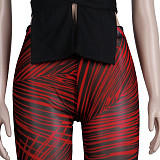 Knitted Bandage Tops Printed Leggings Set