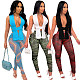 Knitted Bandage Tops Printed Leggings Set
