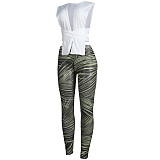 Knitted Bandage Tops Printed Leggings Set