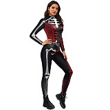 Halloween 3D Skull Bone Skeleton Print Jumpsuit