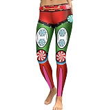 Christmas Print High Waist Leggings Pants