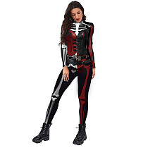Halloween 3D Skull Bone Skeleton Print Jumpsuit