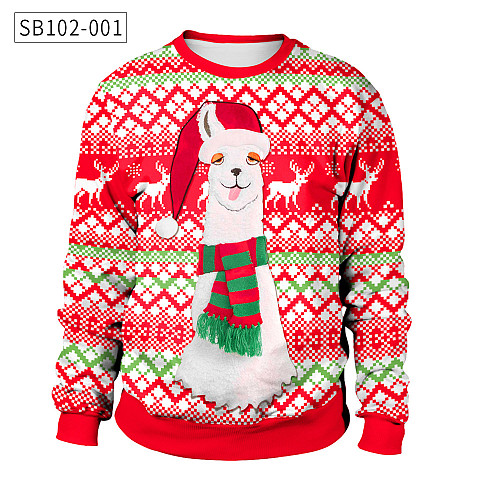 Christmas Print Long Sleeve Round Neck Sweatshirt