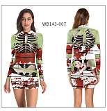 Halloween Print Tight-fitting Long Sleeve Dress