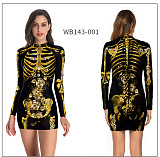 Halloween Print Tight-fitting Long Sleeve Dress