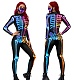 Halloween Color Skeleton Print Bodycon Jumpsuit