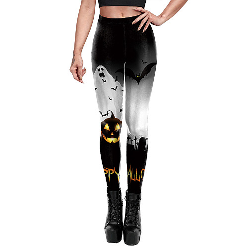 Halloween Pumpkin Print Leggings Pants
