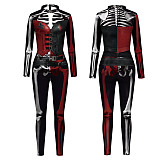 Halloween 3D Skull Bone Skeleton Print Jumpsuit