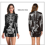 Halloween Print Tight-fitting Long Sleeve Dress