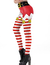 Christmas Print High Waist Leggings Pants