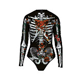 Halloween Scary Costumes Rose Skeleton Bodysuit