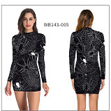 Halloween Print Tight-fitting Long Sleeve Dress