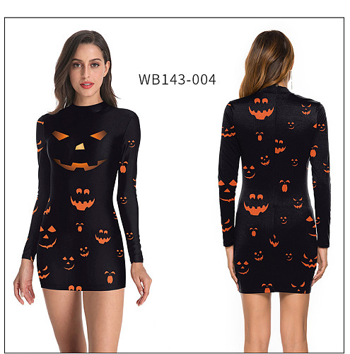 Halloween Print Tight-fitting Long Sleeve Dress