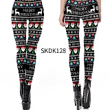 Christmas Print High Waist Skinny Pants