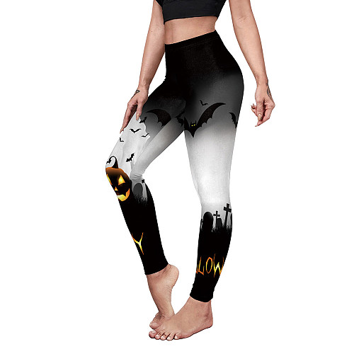 Halloween Pumpkin Print Leggings Pants