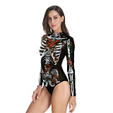 Halloween Scary Costumes Rose Skeleton Bodysuit