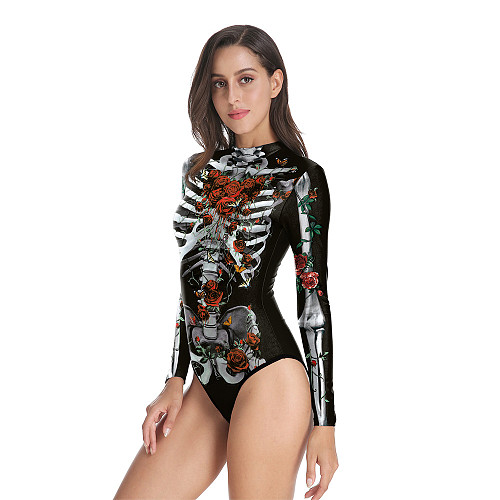 Halloween Scary Costumes Rose Skeleton Bodysuit