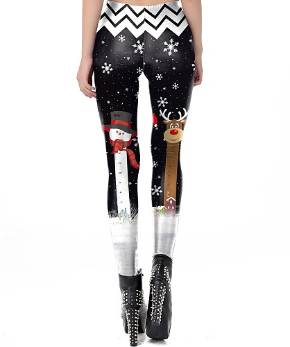 Christmas Snowman Print Bodycon Pants
