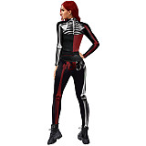Halloween 3D Skull Bone Skeleton Print Jumpsuit