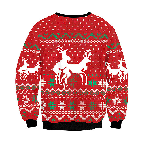 Cartoon Printed Christmas Pullover Sweatshirt