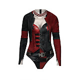 Halloween Cosplay Print Skinny Bodysuit