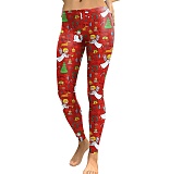 Christmas Print High Waist Leggings Pants