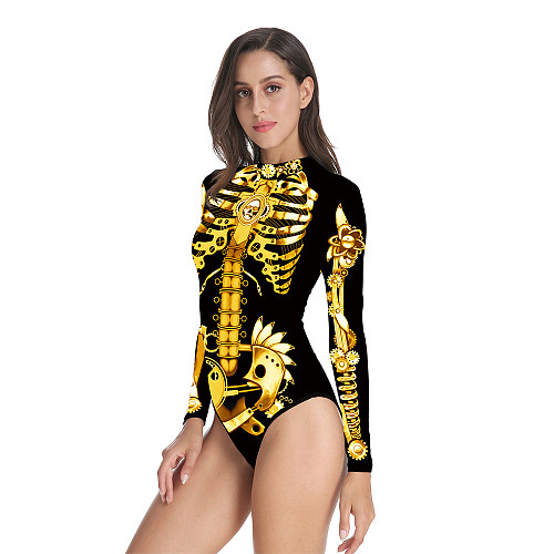 Skeleton Scary Halloween Long Sleeve Bodysuit