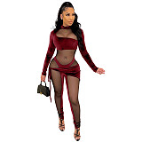 Mesh See Through Patchwork Bodycon Jumpsuit