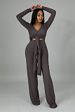 V Neck Irregular Top Straight-leg Pants Set