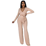 V Neck Irregular Top Straight-leg Pants Set