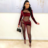 Mesh See Through Patchwork Bodycon Jumpsuit