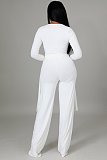 V Neck Irregular Top Straight-leg Pants Set
