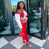 Single-breasted Baseball Jacket And Pants Set