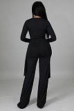 V Neck Irregular Top Straight-leg Pants Set