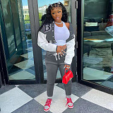 Single-breasted Baseball Jacket And Pants Set
